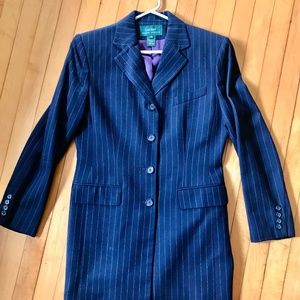 Navy Striped Ralph Lauren Long Blazer/Jacket